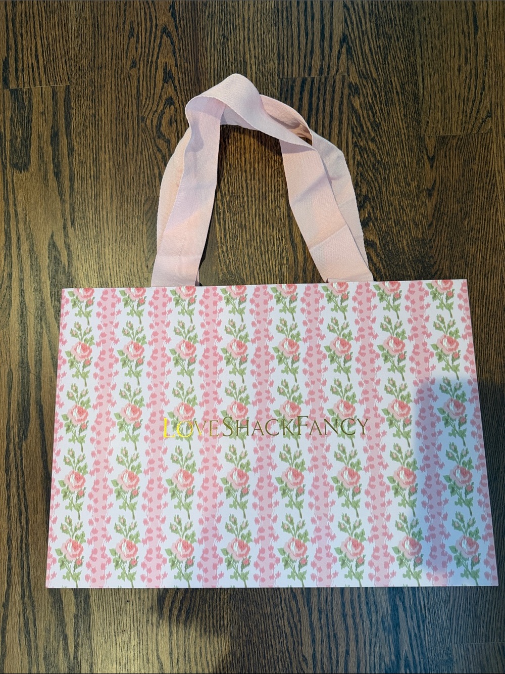 LoveShackFancy Pink Floral Ribbon-Handle Tote
